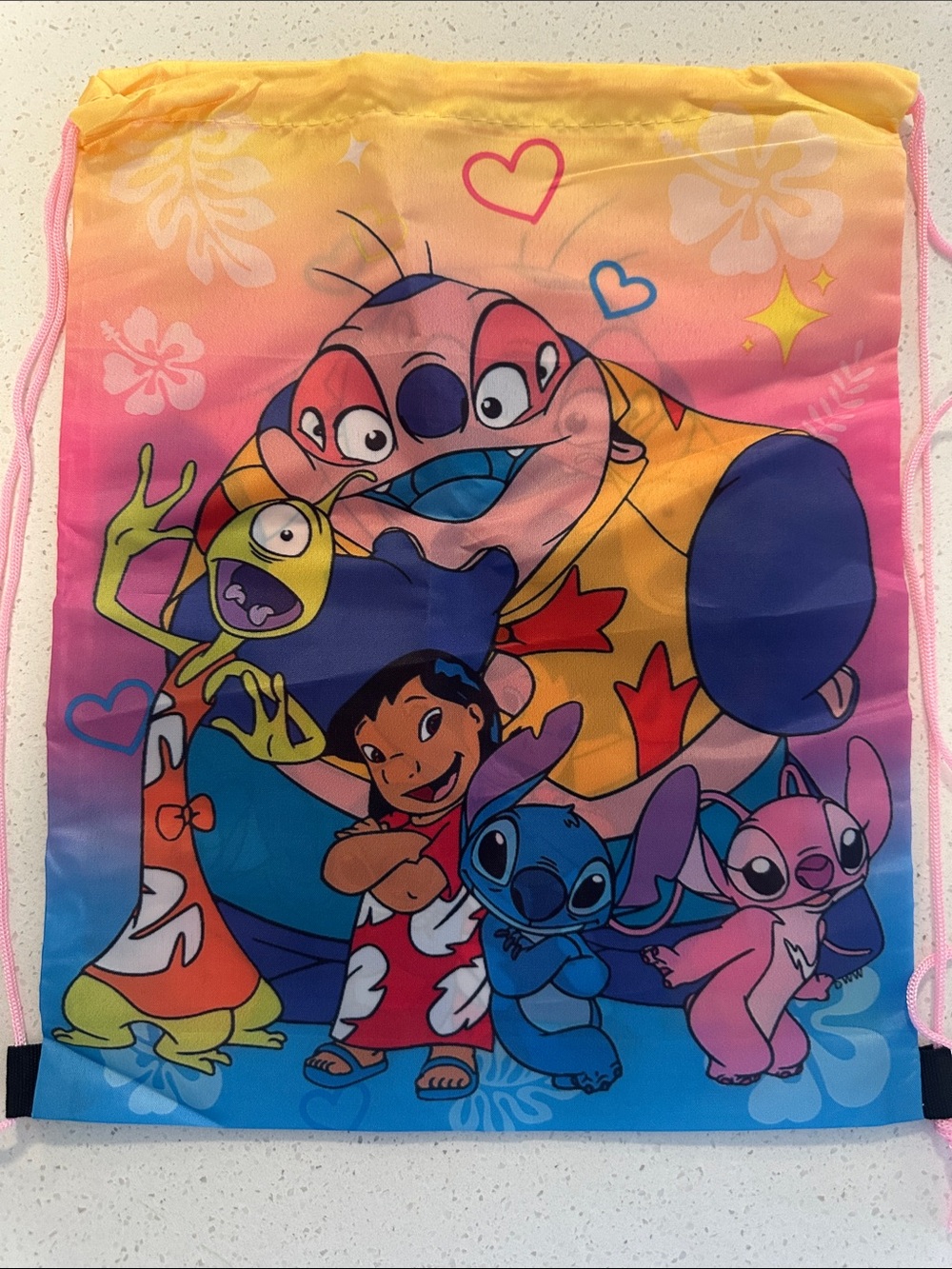 Blue and Pink Kids Drawstring Backpack, NWOT
